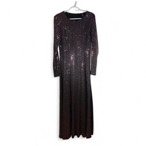 Lapis Long-Sleeve Sequin Maxi Dress - Black with Purple Shimmer